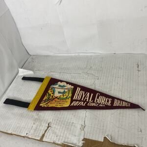Vintage 1950s Royal Gorge Colorado Bridge Felt Pennant 12”